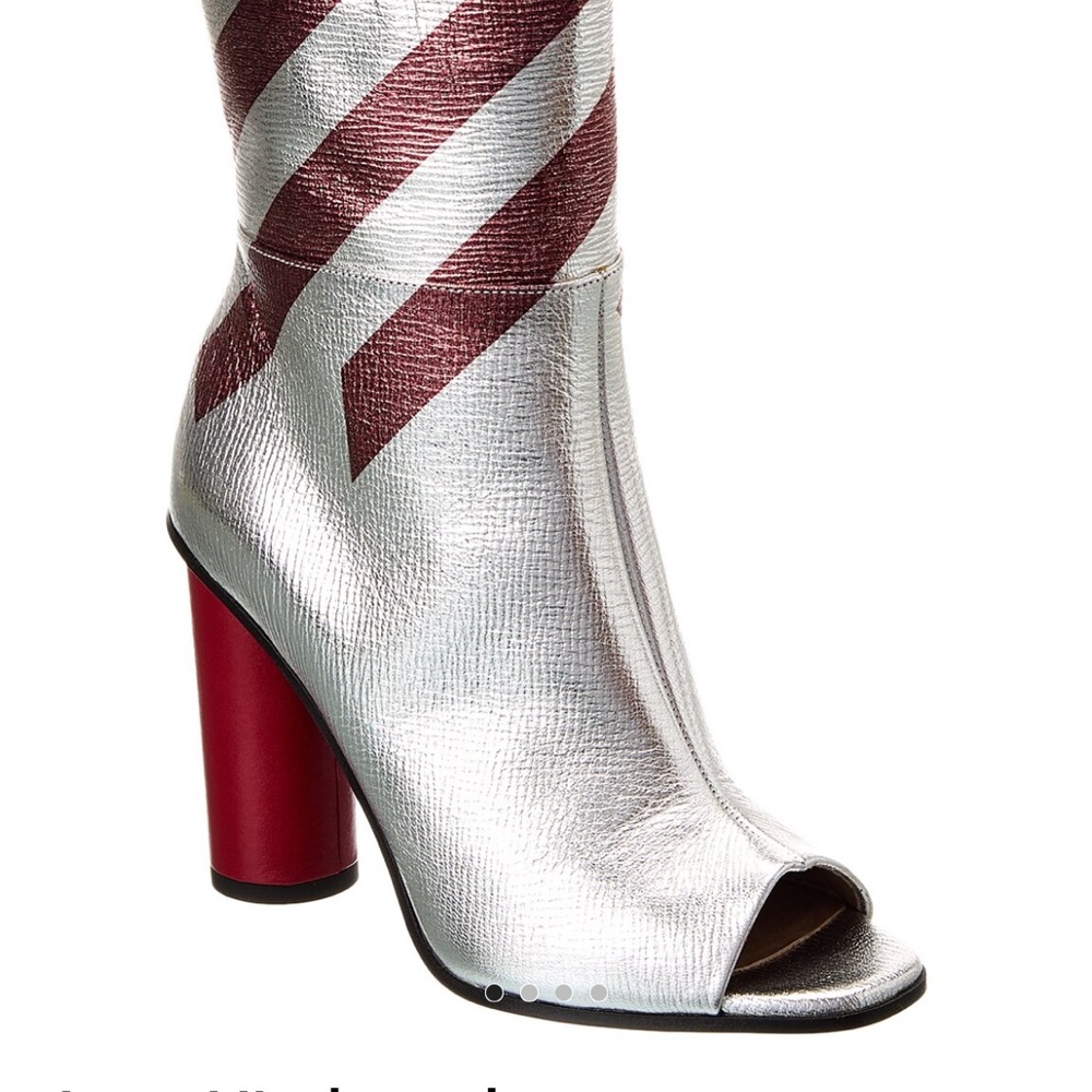 Anya Hindmarch Silver and Red Heeled Boots